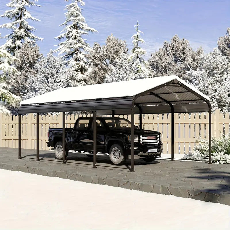 Black hardtop carport